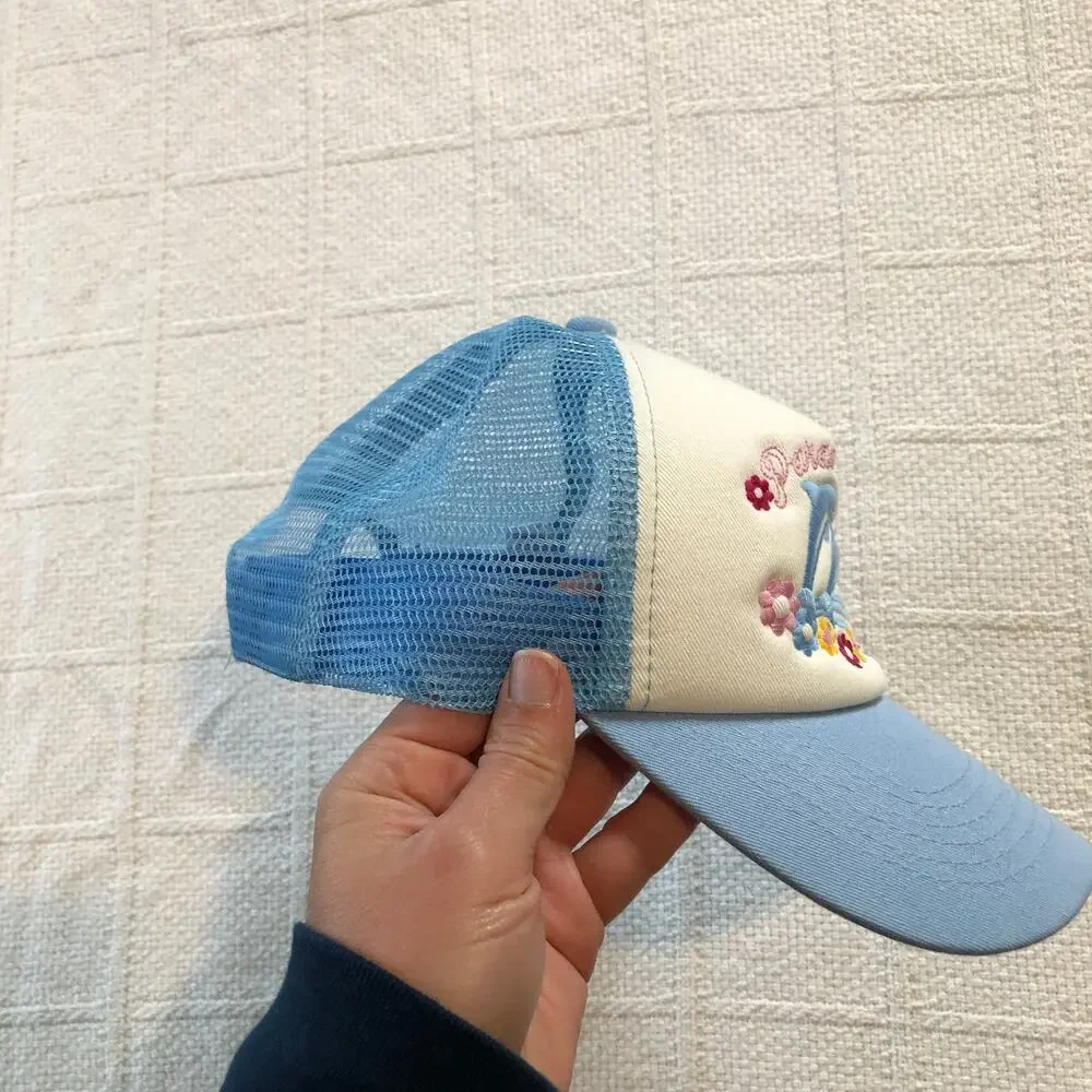 Dolphin Trucker Hat Paradise Embroidered Cap Blue White O/S Retro Kawaii Coastal - Picture 4 of 8